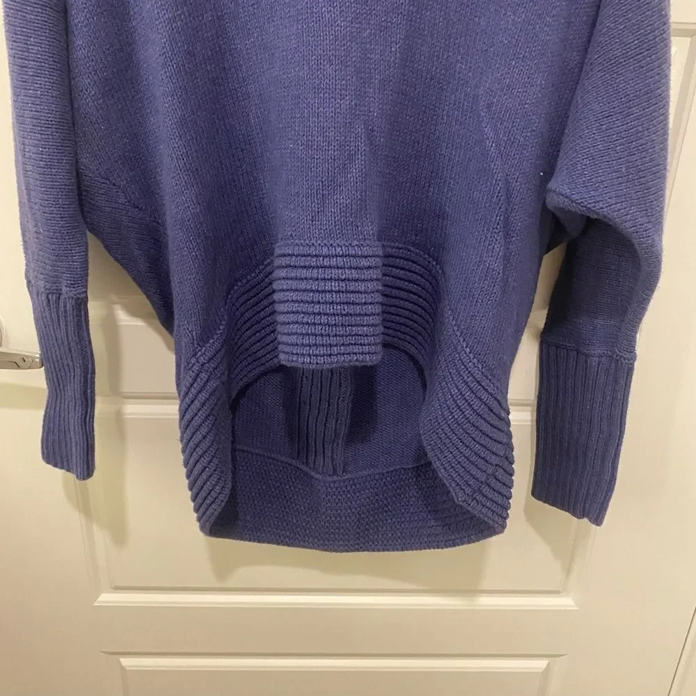 DKNY Jeans Blue Cable Knit Long Sleeve Hooded High Low Square Neck Sweater M